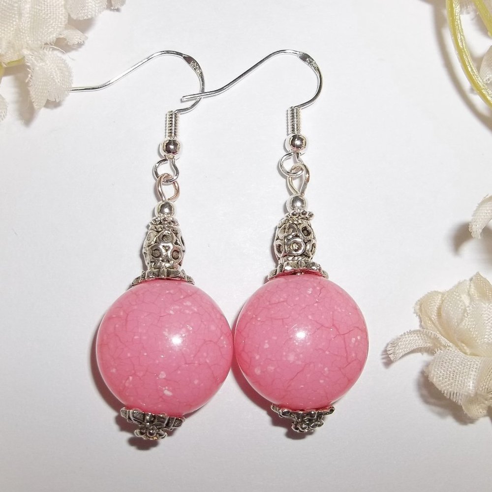 Pink Statement Earrings Set Handmade Dangle and Drop Jewelry Set NWT 5229